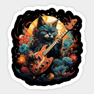 Caracal Playing Guitar Sticker